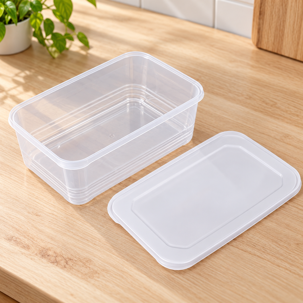 Contenedor Hermético para Alimentos, 1200 ml · Paquete de 5 piezas — vista abierta; se muestra una de cinco piezas