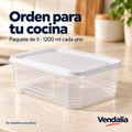 Contenedor Hermético para Alimentos, 1200 ml · Paquete de 5 piezas — portada Vendalia