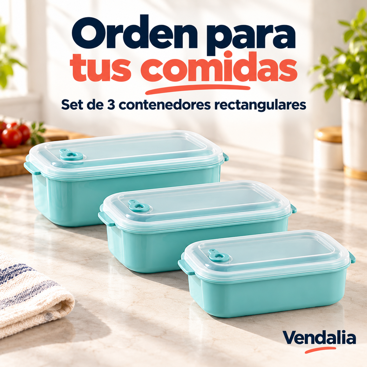 Set de 3 contenedores rectangulares — portada Vendalia.