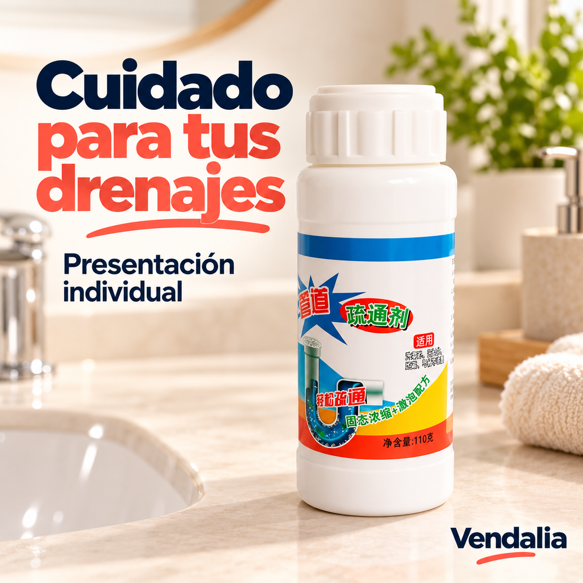 Limpiador desatascador para drenaje · frasco individual · Vendalia