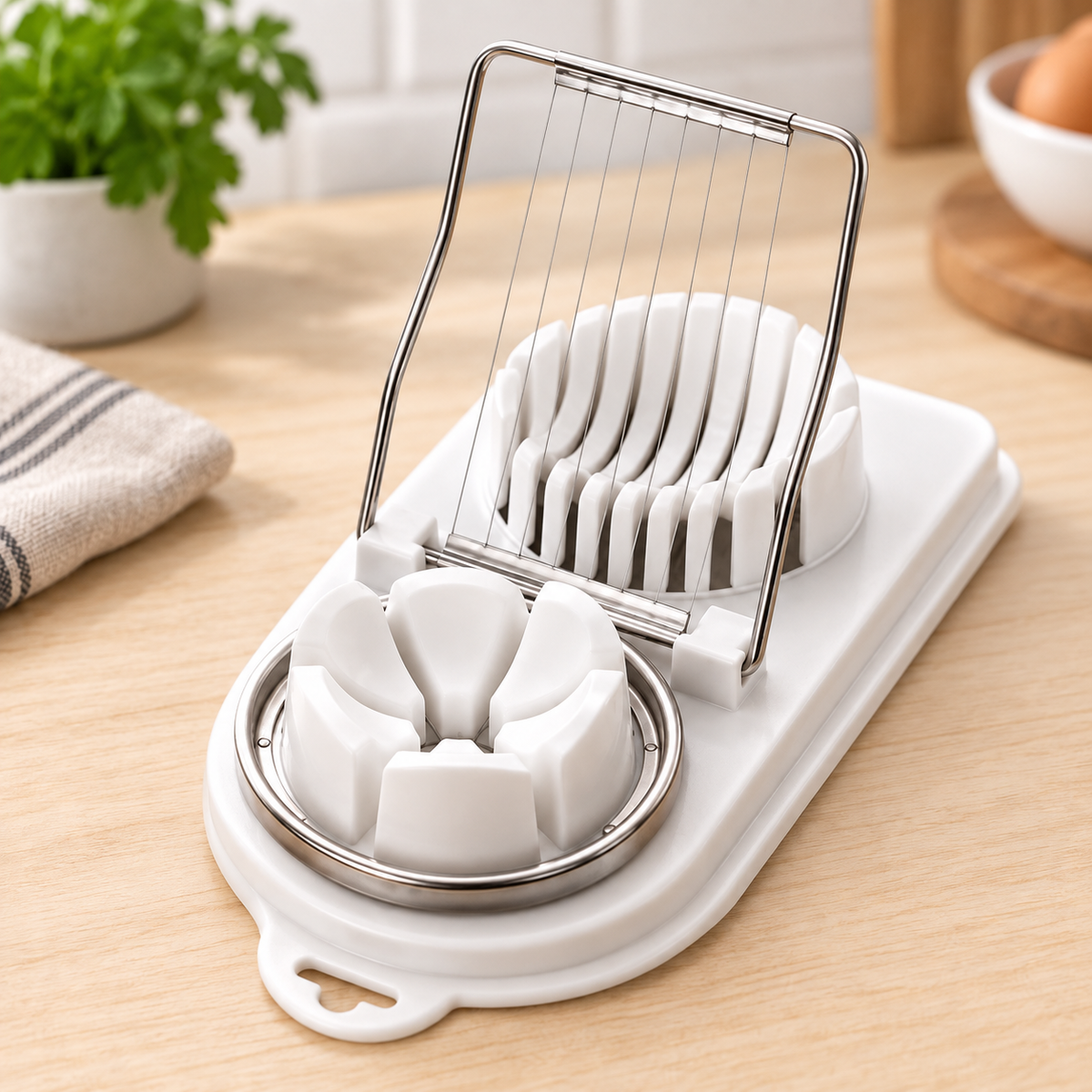 Cortador de Huevos Multifuncional 2 en 1 en ambiente de hogar — Vendalia