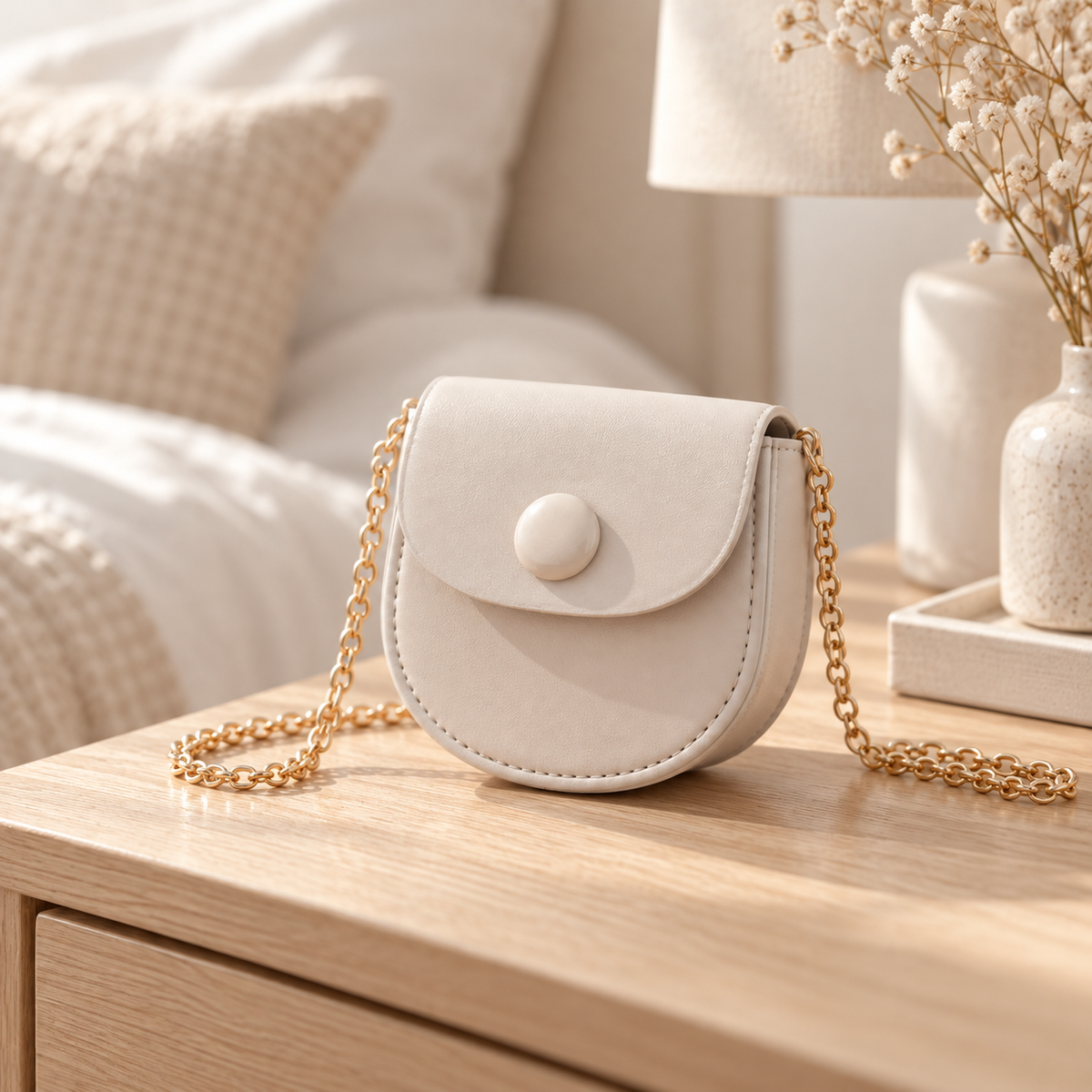 Bolso mini bandolera con cadena — Blanco — SKU 53737