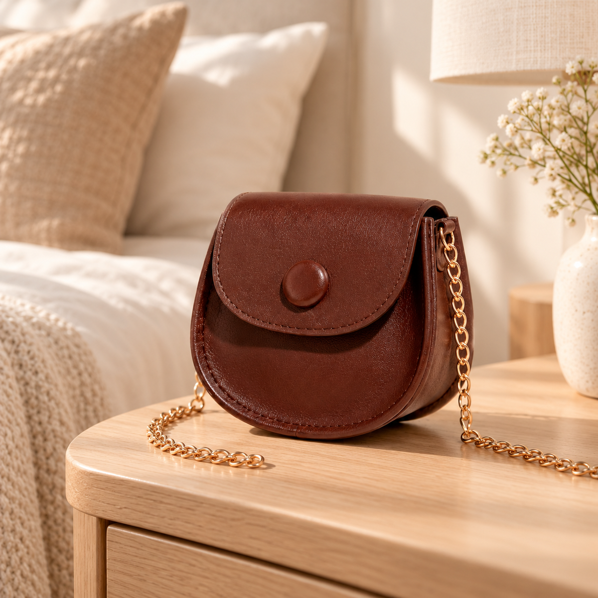 Bolso Mini Bandolera con Cadena (Café) en ambiente Vendalia