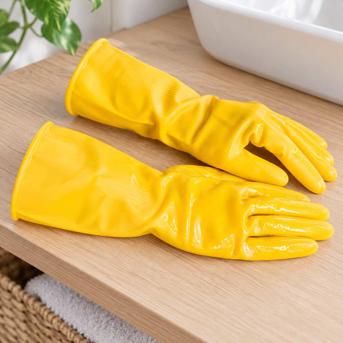 Guantes de Limpieza de Látex Resistentes Talla M en ambiente de hogar — Vendalia