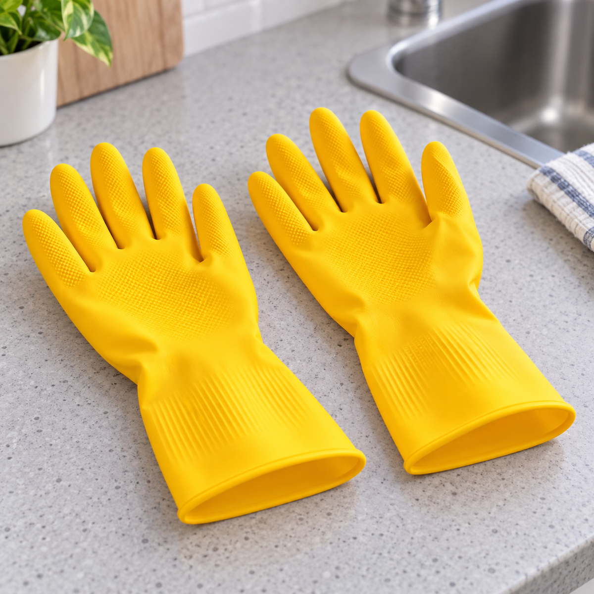 Guantes de Limpieza de Látex Resistentes Talla L en ambiente de hogar — Vendalia
