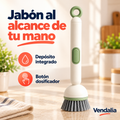 Cepillo dispensador de jabón hueso con verde · Vendalia