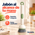 Cepillo dispensador de jabón hueso con verde · Vendalia