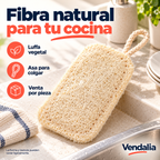 Esponja natural tipo luffa con asa para colgar — Presentación Vendalia