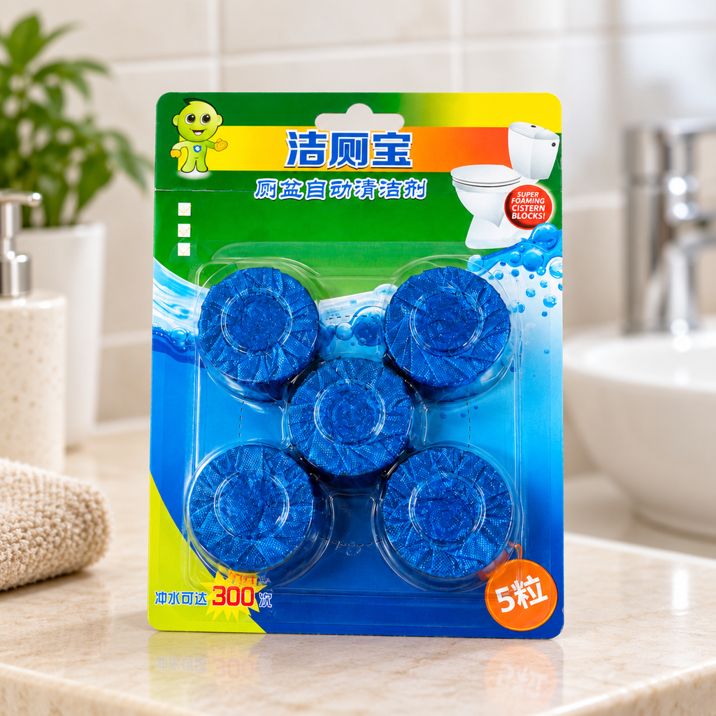 Pack de 5 Pastillas Limpiadoras para Inodoro en ambiente de hogar — Vendalia