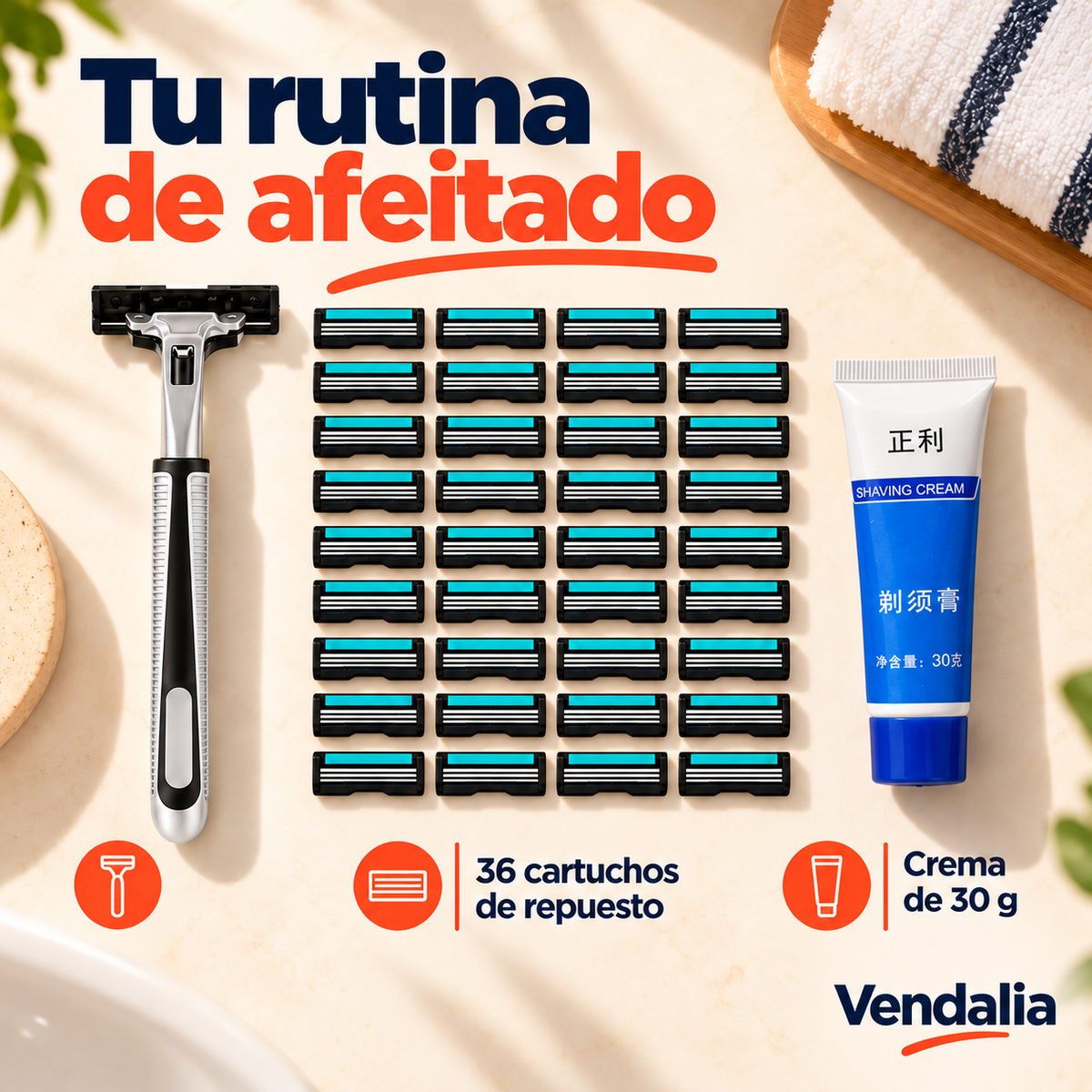 Maquina de Afeitar Manual con Repuestos — presentación Vendalia