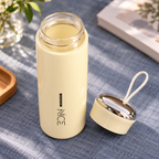 Botella de Vidrio 400 ml con Funda Protectora — detalle de boca de vidrio y tapa