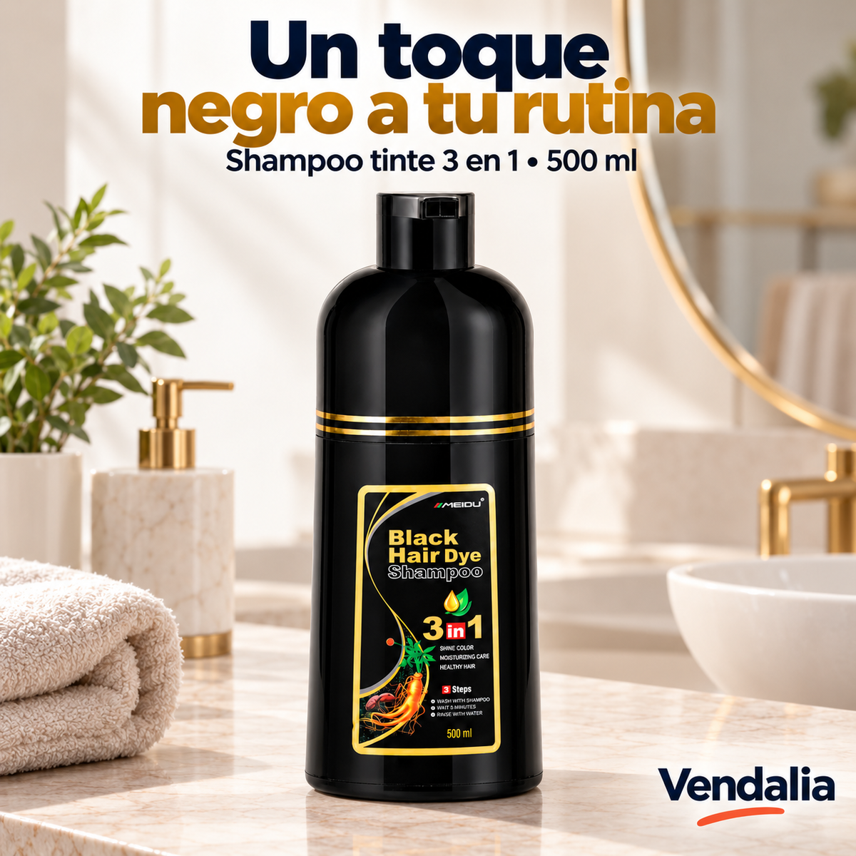 Shampoo tinte negro 3 en 1 — Vendalia.