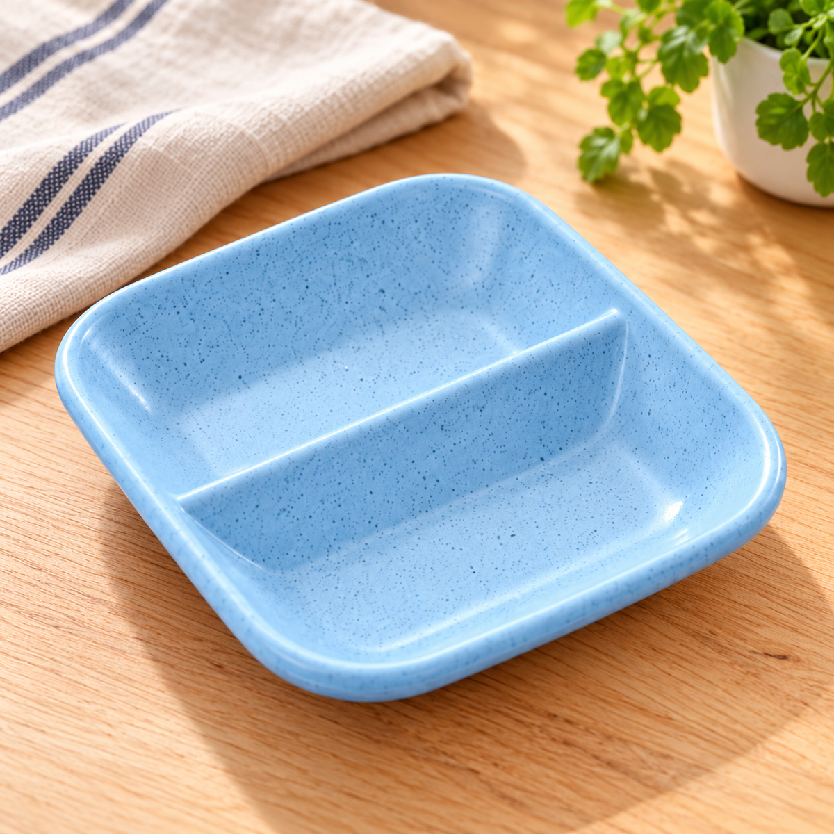 Platito Dividido Multiusos Azul en ambiente de hogar — Vendalia