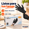 Guantes negros de vinilo y nitrilo talla M, caja con 100 · Vendalia