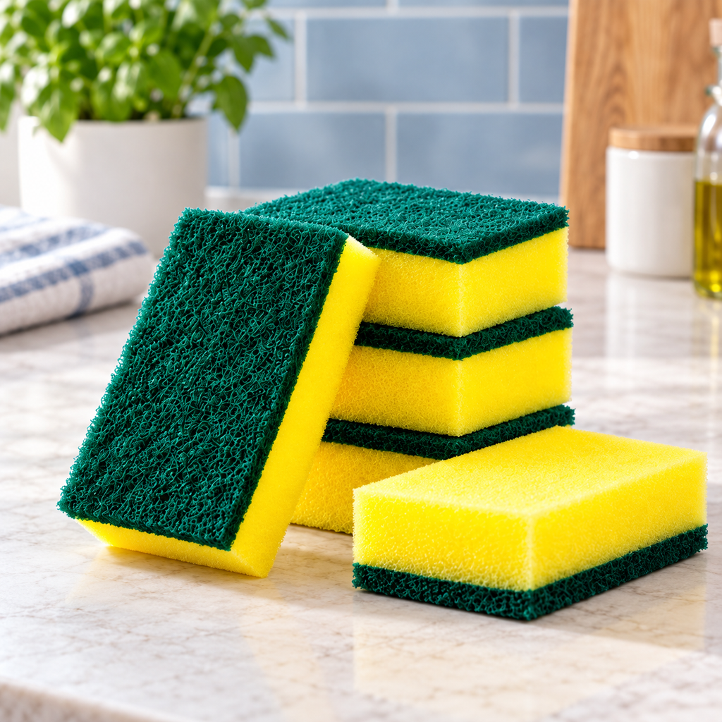 Esponjas Multiusos doble cara para Limpieza · Paquete de 5 piezas en ambiente de hogar — Vendalia