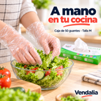 A mano en tu cocina — Vendalia. Caja de 50 guantes · Talla M