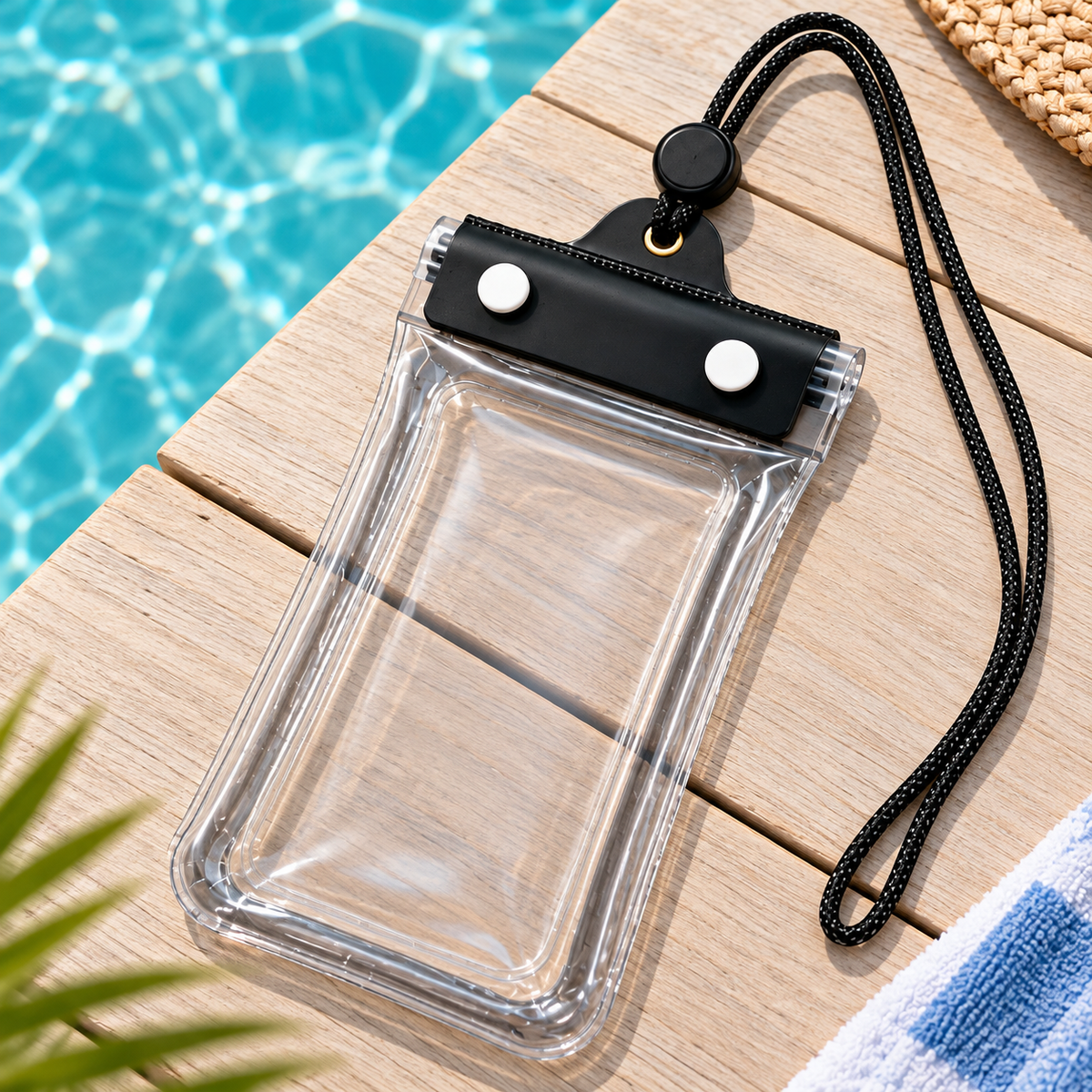 Funda Impermeable para Celular con Correa Ajustable en ambiente de hogar — Vendalia