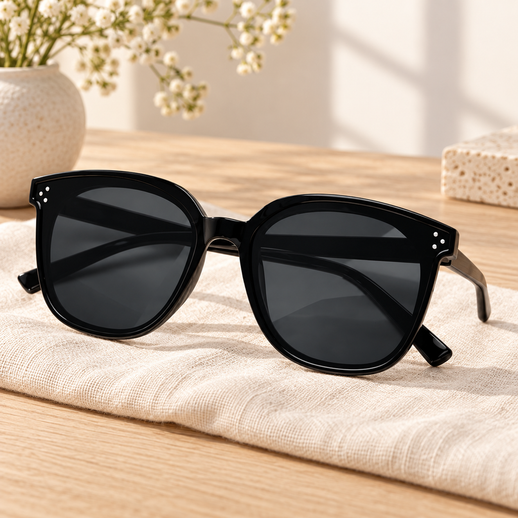 Lentes de Sol Negros en ambiente de hogar — Vendalia