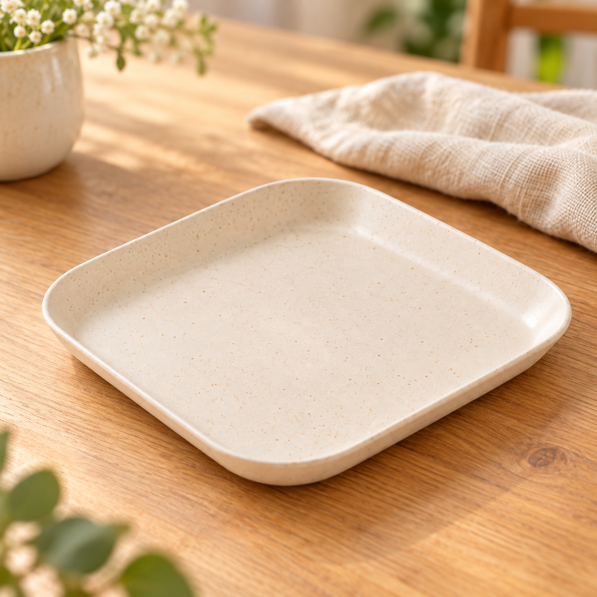 Plato cuadrado multiusos · 13.5 × 14 cm — Beige — SKU 54125
