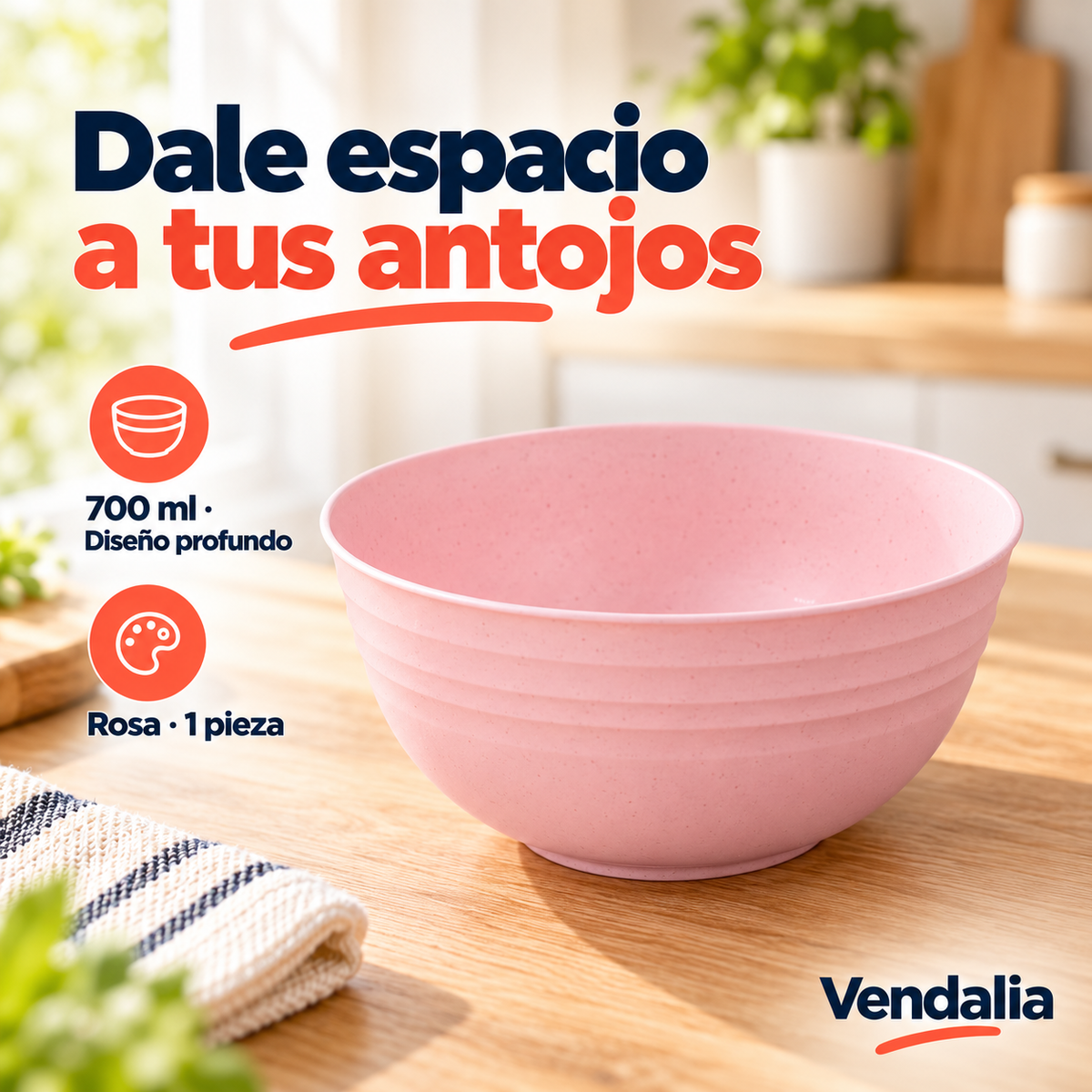 Bowl de 700 ml rosa — Portada Vendalia; venta por pieza