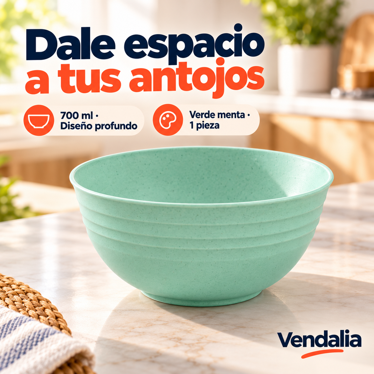 Bowl de 700 ml verde menta — Portada Vendalia; venta por pieza