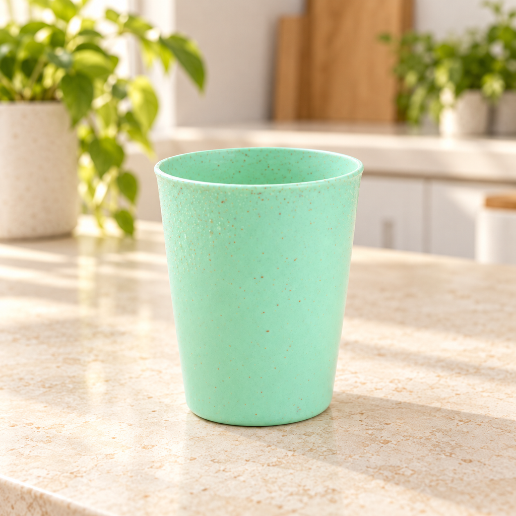 Vaso reutilizable con acabado moteado · 350 ml — Verde menta — SKU 54151
