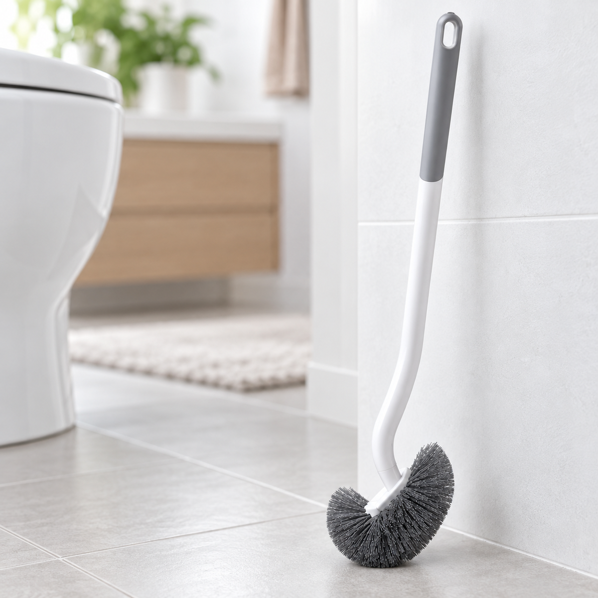 Cepillo Limpiador para Inodoro con Diseño Curvo en ambiente de hogar — Vendalia