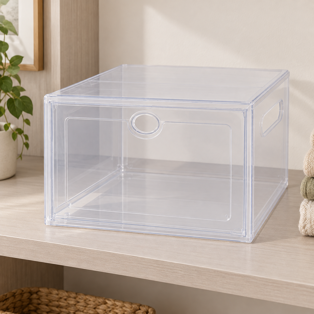 Caja Organizadora Transparente para Calzado en ambiente Vendalia