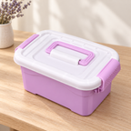 Caja Organizadora Portátil con Asa de plástico Lila en ambiente Vendalia