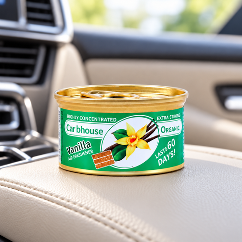 Aromatizante en Lata para Auto Fragancia Vainilla en ambiente Vendalia