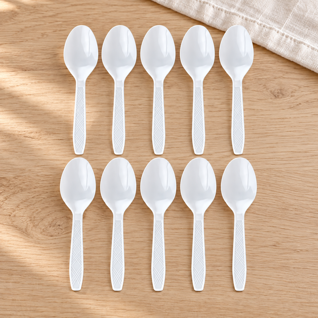 Cucharas desechables de plástico 10 piezas en ambiente de hogar — Vendalia