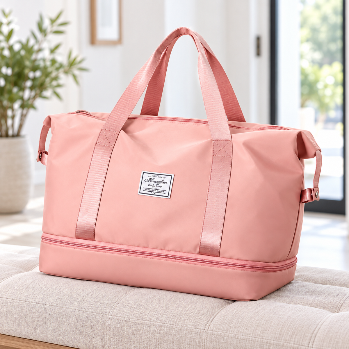Bolsa de viaje expandible · gris o rosa durazno — Rosa durazno — SKU 54205