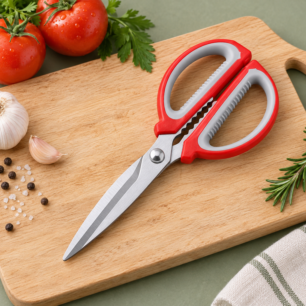 Tijeras Multiusos de Cocina Rojas · fotografía ambientada de Vendalia · SKU 54241