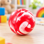 Pelota Saltarina Color Surtido · Paquete de 10 piezas en ambiente de hogar — Vendalia. La fotografía muestra el detalle de una pieza; la presentación de venta es el paquete de 10 piezas. Los colores y diseños se envían surtidos al azar según disponibilidad.