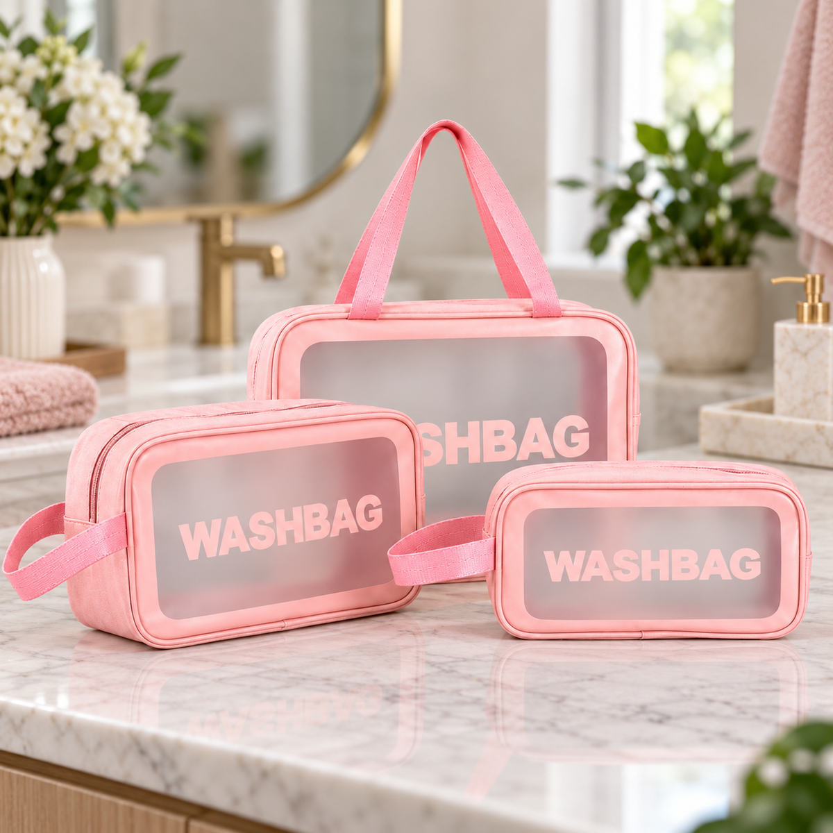Set de 3 bolsas organizadoras para viaje — Rosa — SKU 54274