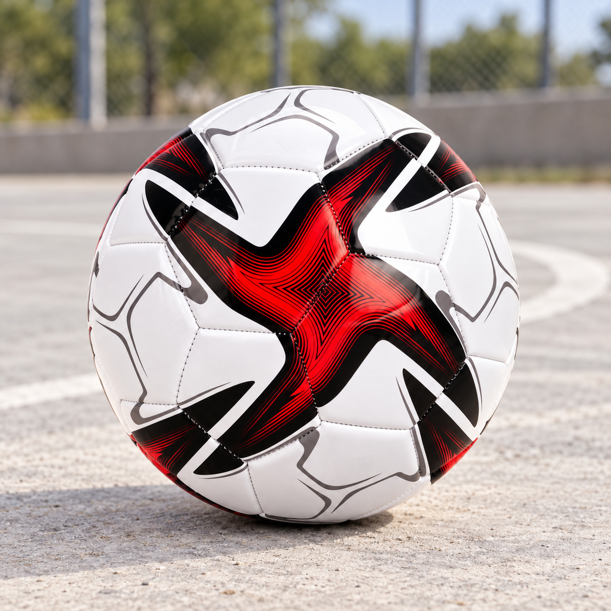 Balón de Fútbol N.º 5 para Juego y Entrenamiento Blanco con Rojo en ambiente Vendalia