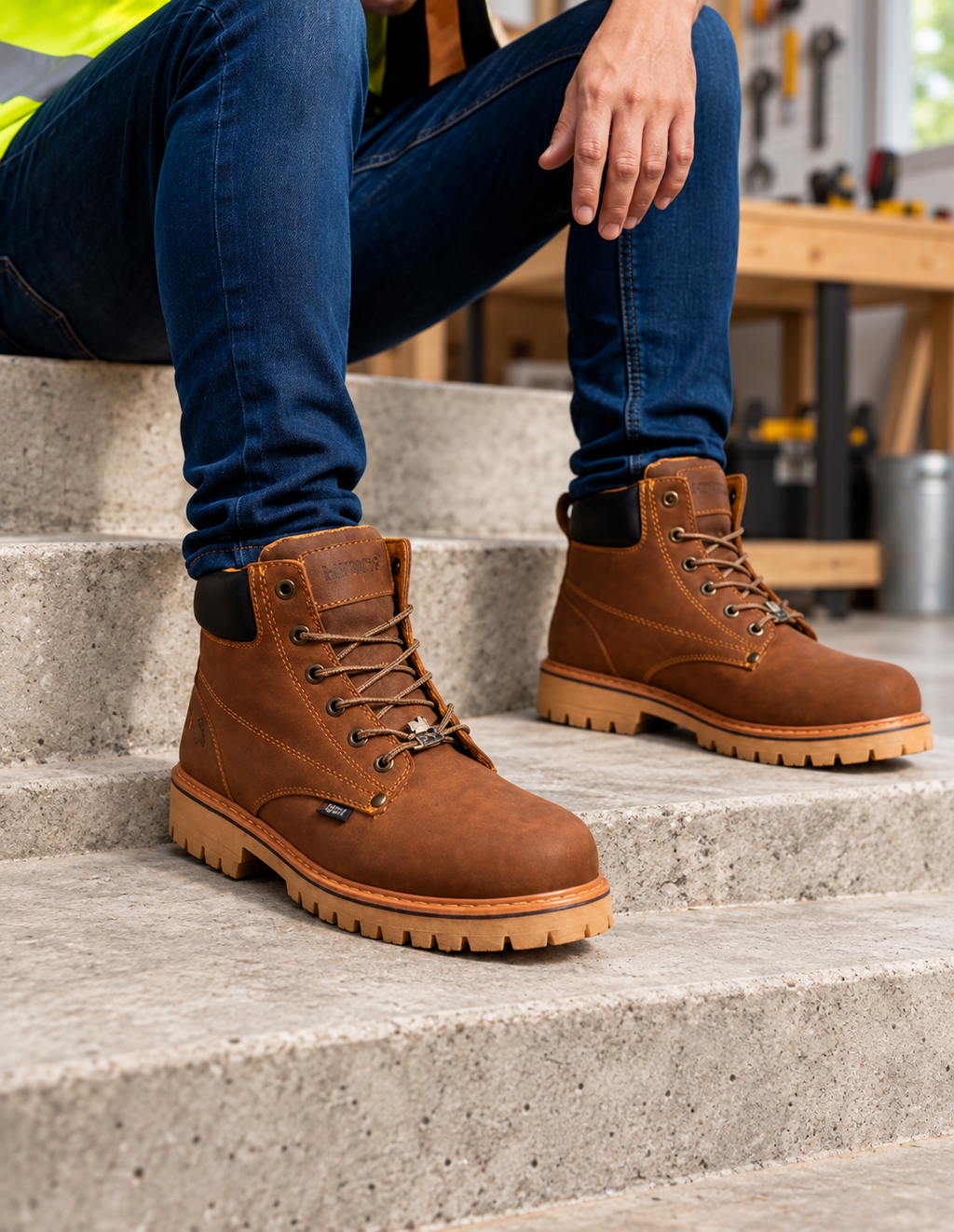 Botas de trabajo HDROF modelo 055 con punta de acero — Crazy Tabaco — SKU 54440